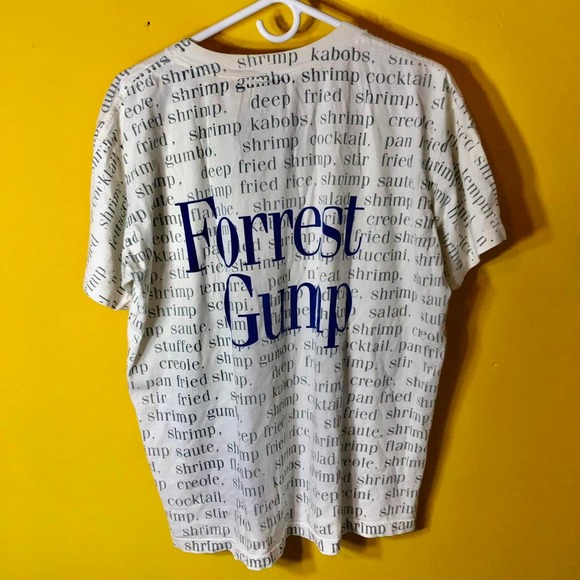 vintage 90’s FORREST GUMP BUBBA GUMP SHRIMP CO. all over print AOP tee shirt L - Picture 4 of 4